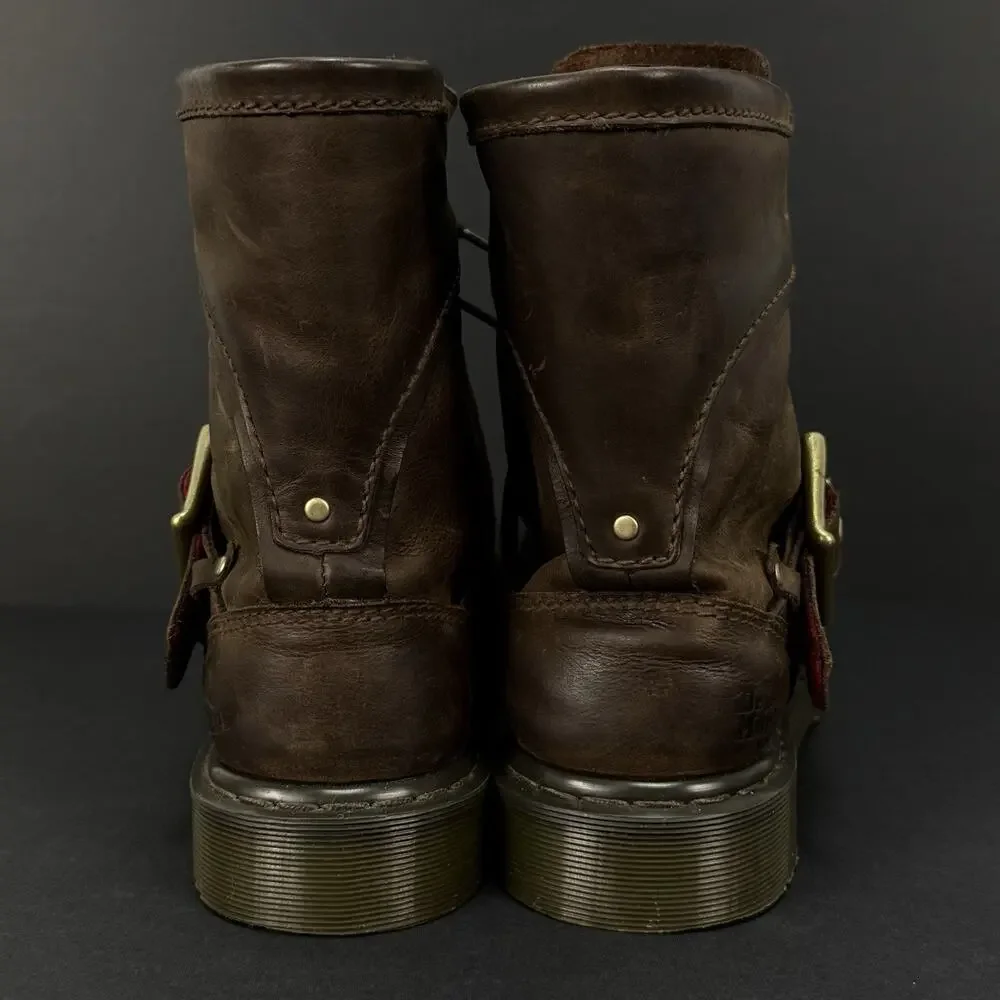 Dr. Martens Triumph 1460 Boots Men’s 13 Brown Leather Buckle Flannel Lined